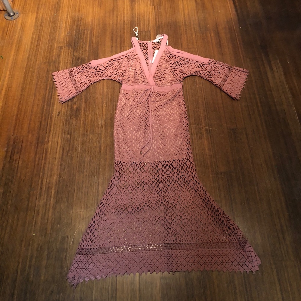 Dusty Violet open shoulder dress
